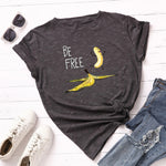 Summer Women's Cotton T-shirt Fruit Banana Print Tops Short