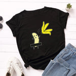 Summer Women's Cotton T-shirt Fruit Banana Print Tops Short