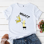 Summer Women's Cotton T-shirt Fruit Banana Print Tops Short