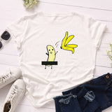 Summer Women's Cotton T-shirt Fruit Banana Print Tops Short
