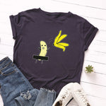 Summer Women's Cotton T-shirt Fruit Banana Print Tops Short