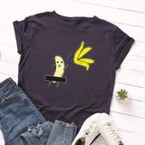 Summer Women's Cotton T-shirt Fruit Banana Print Tops Short