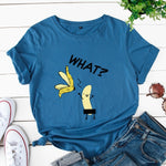 Summer Women's Cotton T-shirt Fruit Banana Print Tops Short