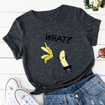 Summer Women's Cotton T-shirt Fruit Banana Print Tops Short