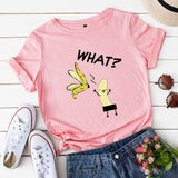 Summer Women's Cotton T-shirt Fruit Banana Print Tops Short
