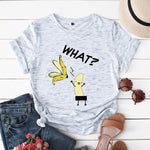 Summer Women's Cotton T-shirt Fruit Banana Print Tops Short