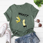 Summer Women's Cotton T-shirt Fruit Banana Print Tops Short