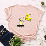 Summer Women's Cotton T-shirt Fruit Banana Print Tops Short